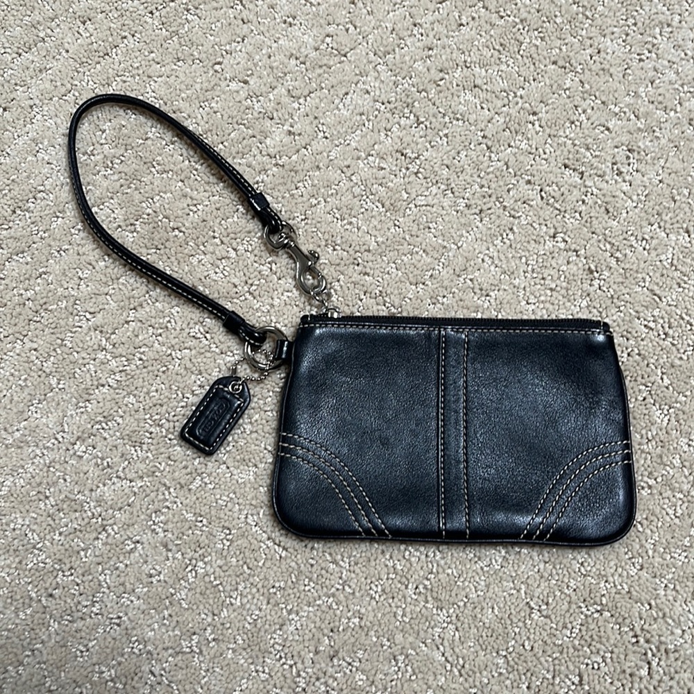 Vintage Coach Wristlet Smooth Black Leather